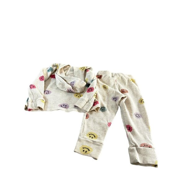 Garanimals Toddler Girls Jogging Set Beige Multicolored Smiley Faces Size 2T - Picture 5 of 6